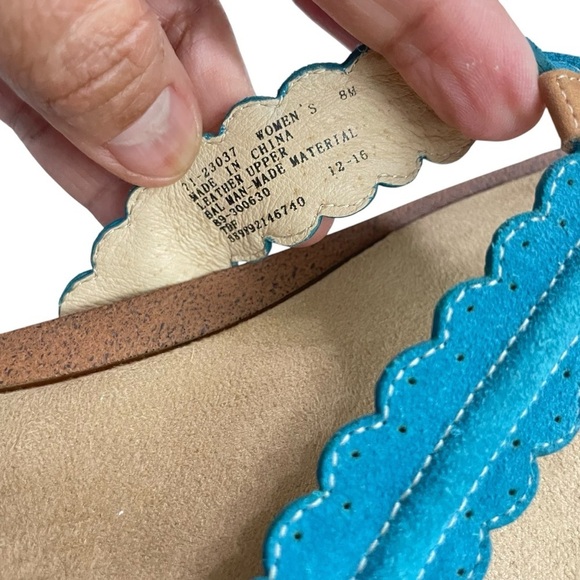 G.H. BASS & CO. SUNJUNS TURQUOISE SUEDE LEATHER THONG FLIP FLOPS SANDALS 9M - Picture 7 of 12